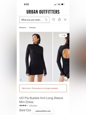 Urban Outfitters Black Bubble-Knit Long Sleeve Mini Dress